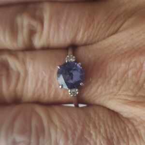 STERLING SWAROVSKI AMETHYST SZ 8